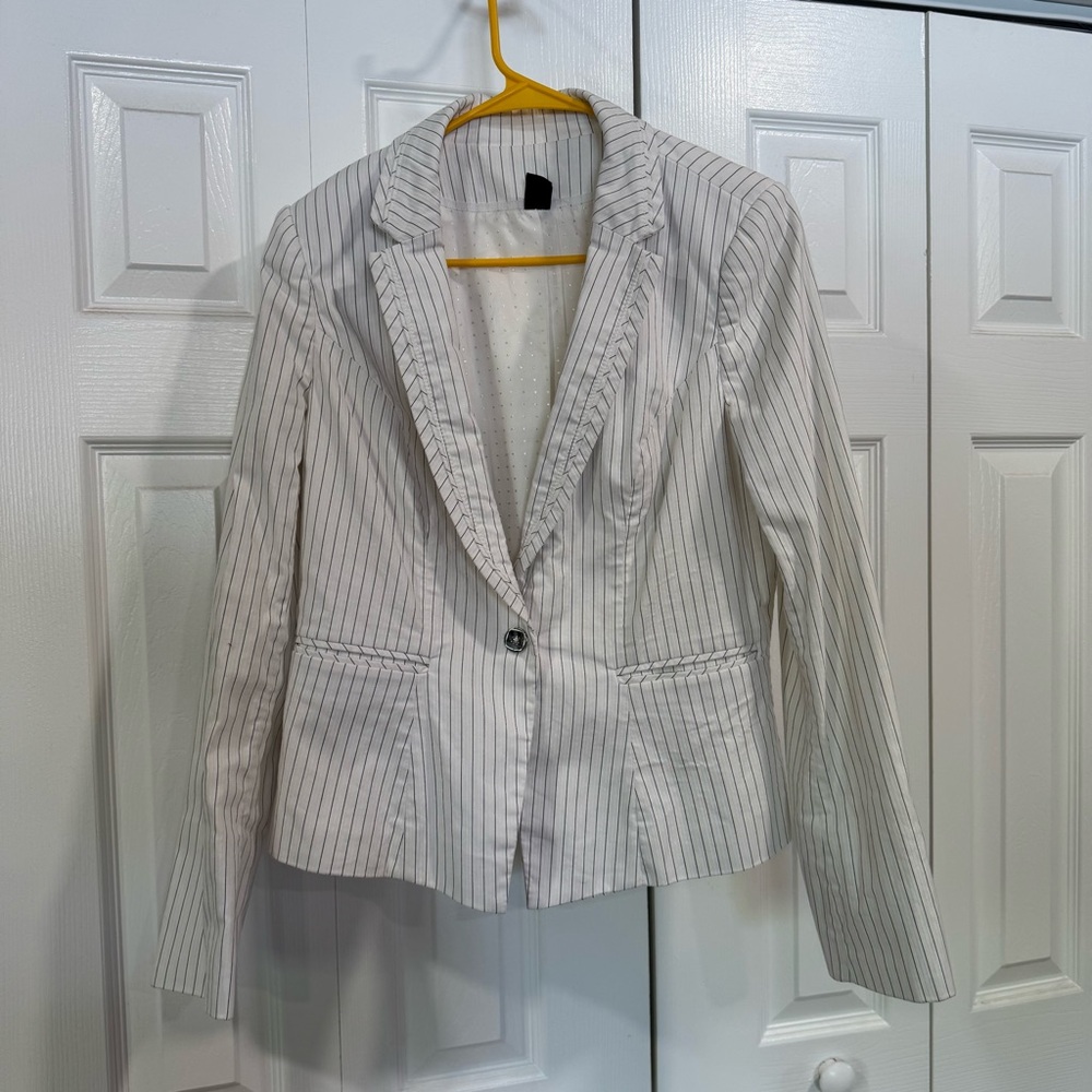 White House Black Market | black and white striped blazer